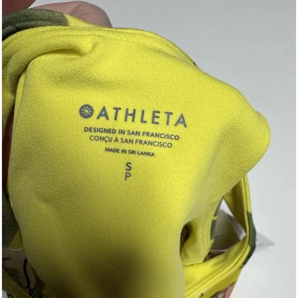 Athleta Conscious Support Iris Floral Yellow Racerback Athletic Top Small New - Picture 2 of 8